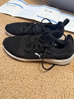 Puma Black Athletic Running Shoes with White Soles